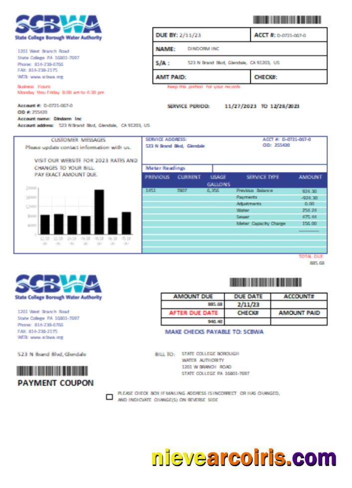 SCBWA water utility business bill